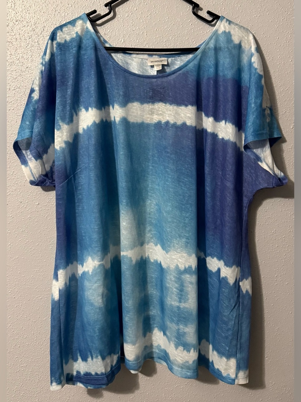 Blue Tie-Dye Short Sleeve Tunic Top